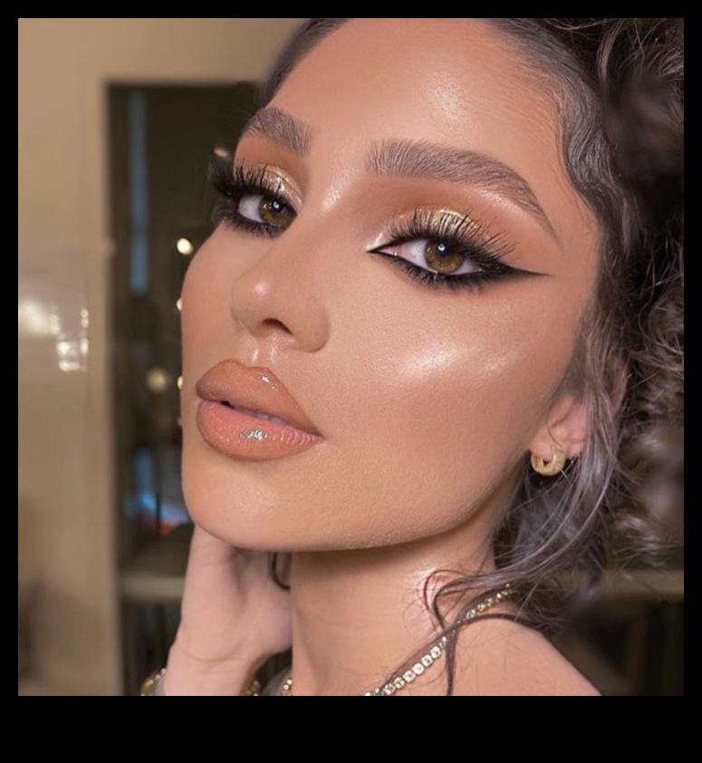 גלאם וזהב: מחבקת את העושר של גוונים מוזהבים בסגנונות איפור