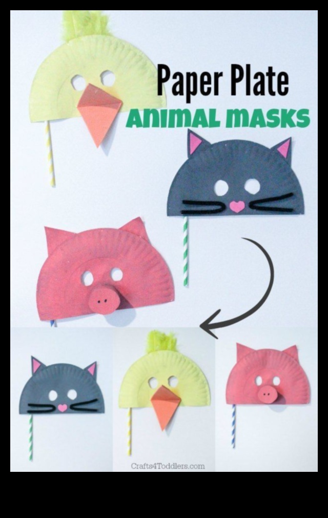 מסכות צלחת נייר עשה זאת בעצמך לילדים: יצירת דמויות דמיוניות