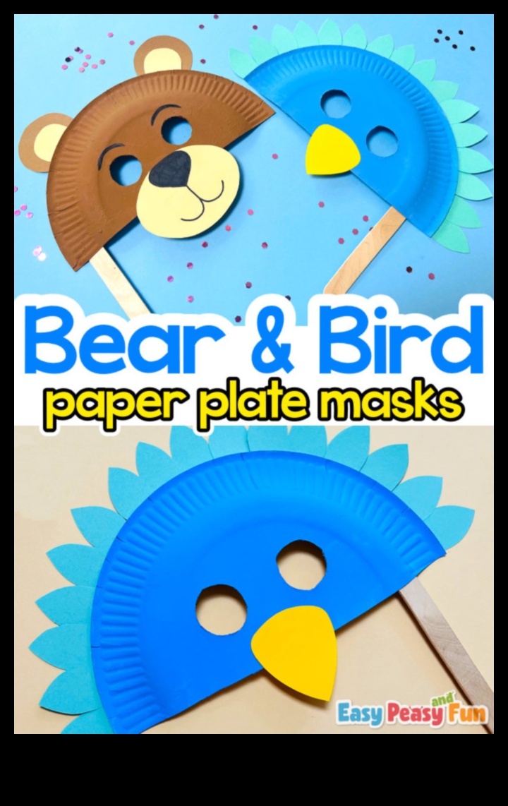 מסכות צלחת נייר עשה זאת בעצמך לילדים: יצירת דמויות דמיוניות