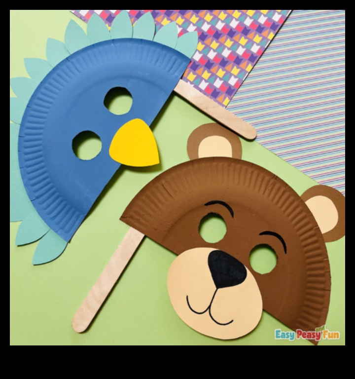 מסכות צלחת נייר עשה זאת בעצמך לילדים: יצירת דמויות דמיוניות